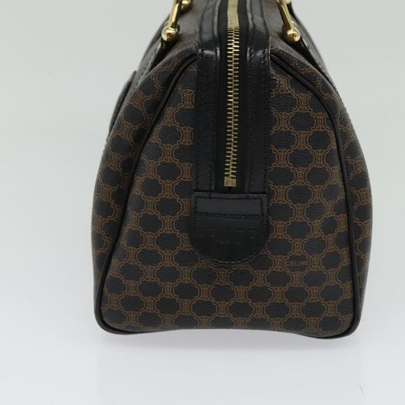 CELINE Macadam Canvas Hand Bag Pvc Leather Black Gold - Picture 5 of 13